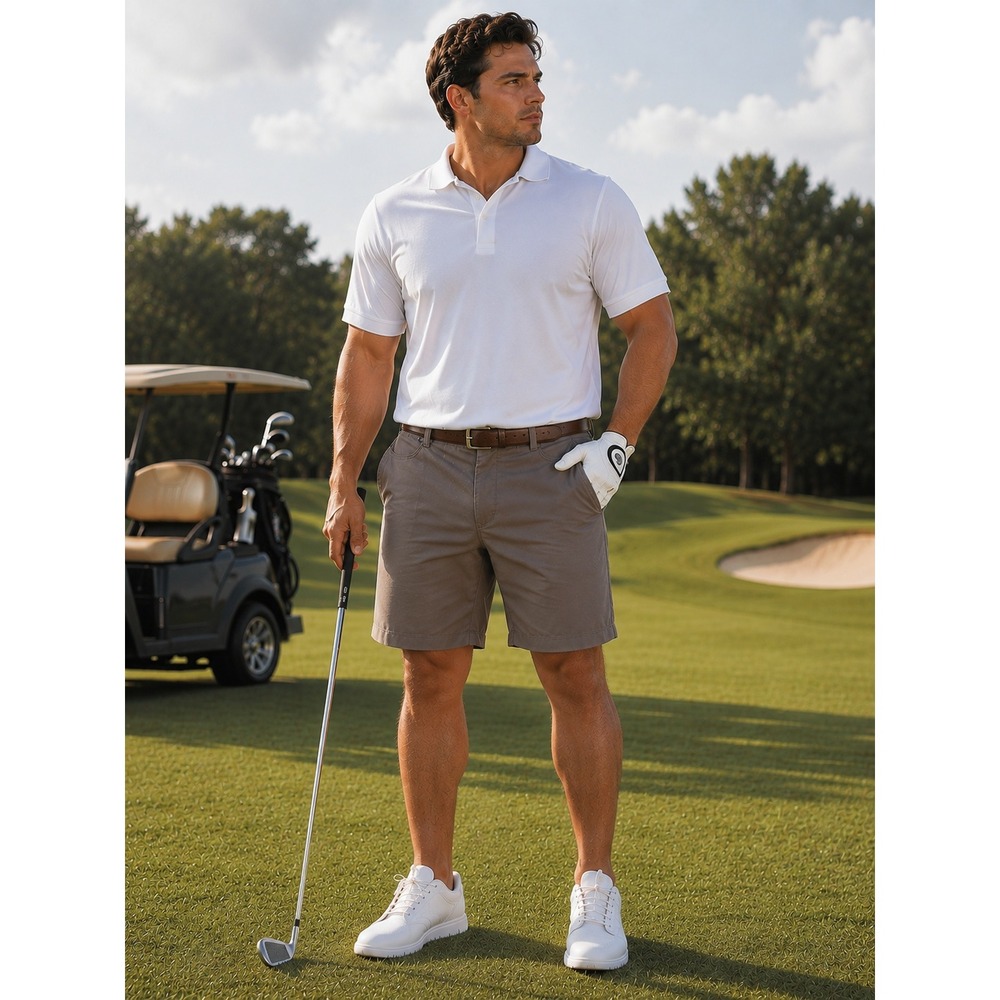 Haggar Shorts Size 36 Brown Flat Front Polyester Classic Golf Casual #1469
